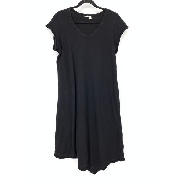 Wilt Raw Soft Slanted Tee Dress Womens Size Large Short Sleeve Black 100% Cotton - Picture 1 of 6